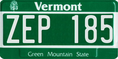 VT license plate ZEP185