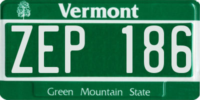 VT license plate ZEP186