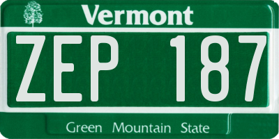 VT license plate ZEP187