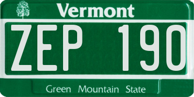 VT license plate ZEP190