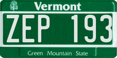 VT license plate ZEP193