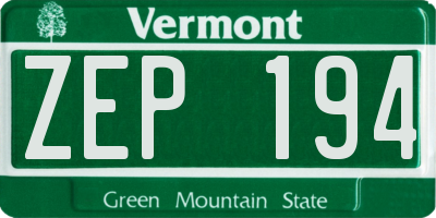VT license plate ZEP194
