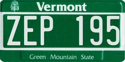 VT license plate ZEP195