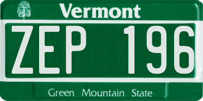 VT license plate ZEP196