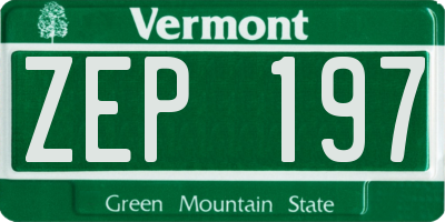 VT license plate ZEP197