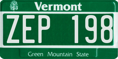 VT license plate ZEP198