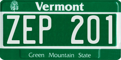 VT license plate ZEP201