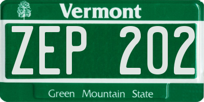 VT license plate ZEP202