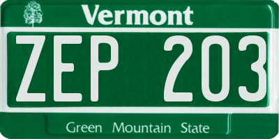 VT license plate ZEP203