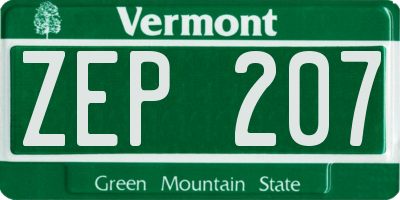 VT license plate ZEP207