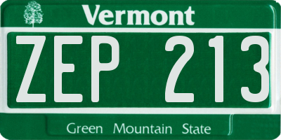 VT license plate ZEP213