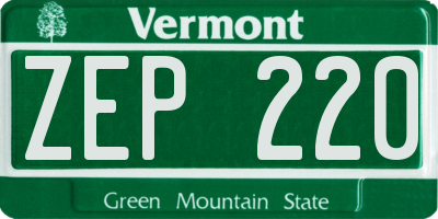 VT license plate ZEP220