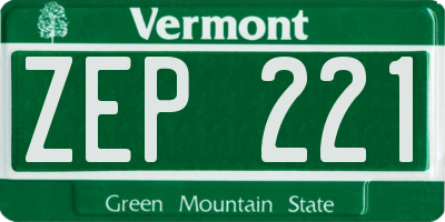 VT license plate ZEP221