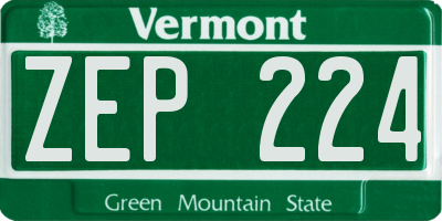 VT license plate ZEP224