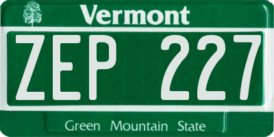 VT license plate ZEP227