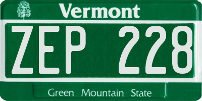 VT license plate ZEP228