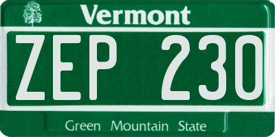 VT license plate ZEP230