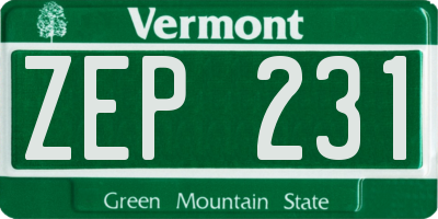 VT license plate ZEP231