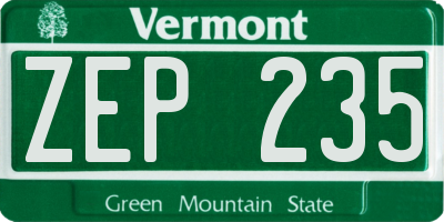 VT license plate ZEP235