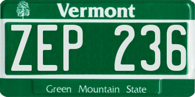 VT license plate ZEP236