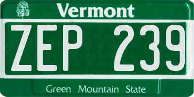 VT license plate ZEP239