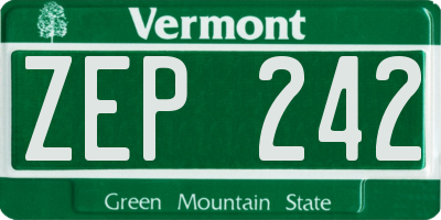 VT license plate ZEP242