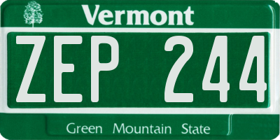 VT license plate ZEP244