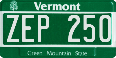 VT license plate ZEP250