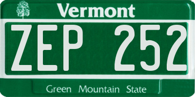VT license plate ZEP252