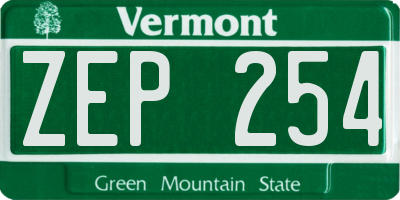 VT license plate ZEP254