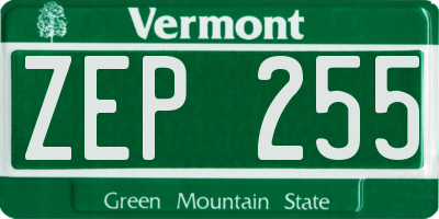 VT license plate ZEP255