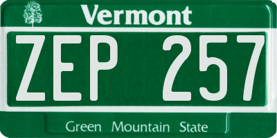 VT license plate ZEP257
