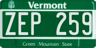 VT license plate ZEP259