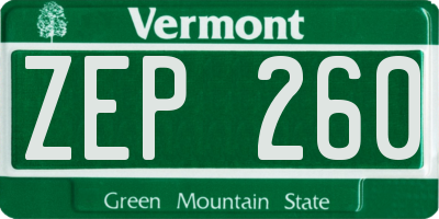 VT license plate ZEP260
