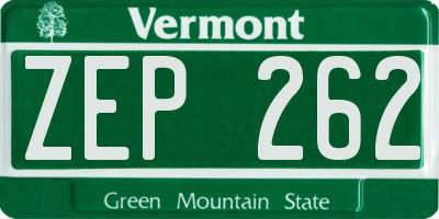 VT license plate ZEP262