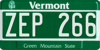 VT license plate ZEP266