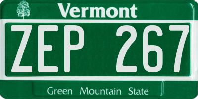 VT license plate ZEP267