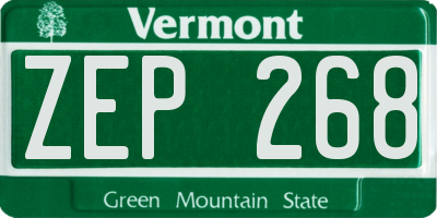 VT license plate ZEP268
