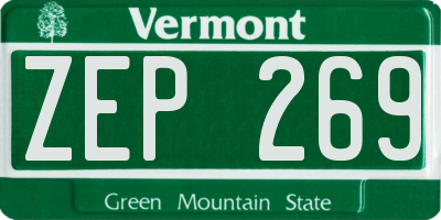 VT license plate ZEP269