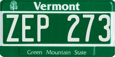VT license plate ZEP273