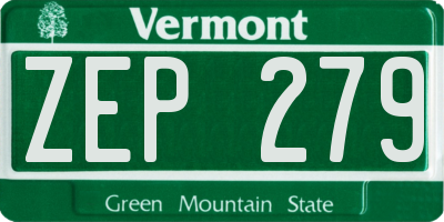 VT license plate ZEP279