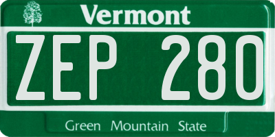 VT license plate ZEP280