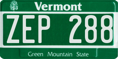 VT license plate ZEP288