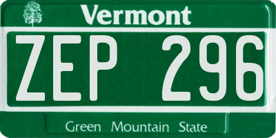 VT license plate ZEP296