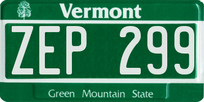 VT license plate ZEP299
