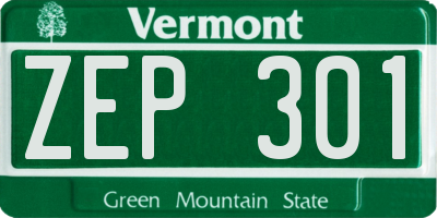 VT license plate ZEP301