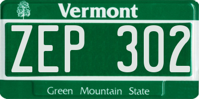 VT license plate ZEP302