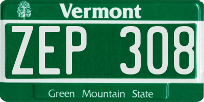 VT license plate ZEP308