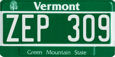 VT license plate ZEP309
