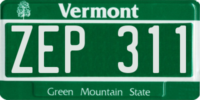 VT license plate ZEP311